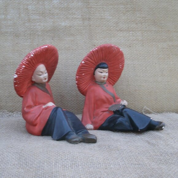 Vintage Chinese Boy & Girl Chalkware Figurines - Picture 3 of 16